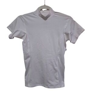 Patagonia Womens Short Sleeve Mock Neck Top White Polyester‎ Spandex Size S